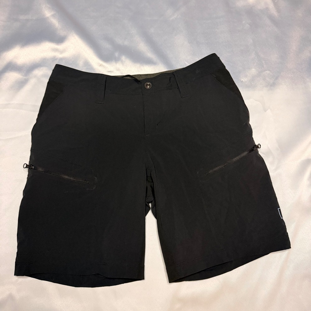REI Co-op Women 6 Black Gray Hiking Shorts‎ Cargo Pockets Stretch Nylon